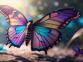 Colorful painted butterfly with wings spread out flying. AI Generated photo