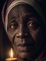 Portrait of a very old African woman. AI Generated photo