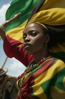 foto celebrando diecinueve de junio un africano mujer. ai generado