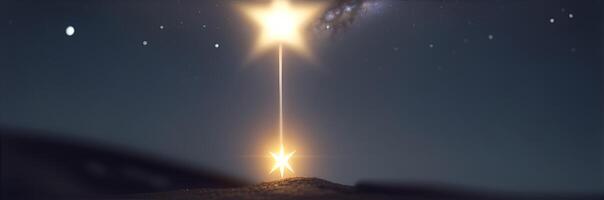 A single star receiving light from above. One standing star. Shallow depth of field. photo