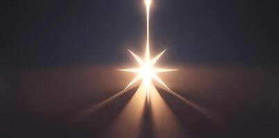 A single star receiving light from above. One standing star. Shallow depth of field. AI Generated photo