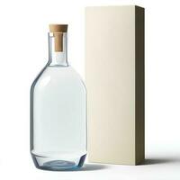 A typical shaped Shochu liquor bottle with blank label, isolated on white. AI Generated photo