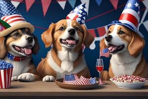 Three dogs having fourth of july party. photo