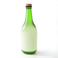 Sake bottle with blank label, isolated on white AI Generated photo