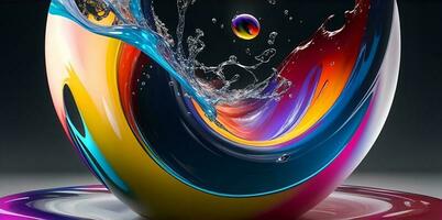 Swoosh of colors. Liquid colors swoosh in a transparent orb. AI Generated photo