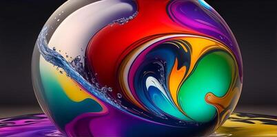 Swoosh of colors. Liquid colors swoosh in a transparent orb. AI Generated photo