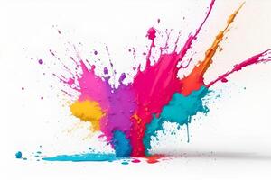 Colorful paint splatter on a white background. photo
