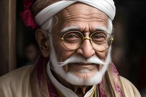 Photo old man on parsi new year.. Generative AI