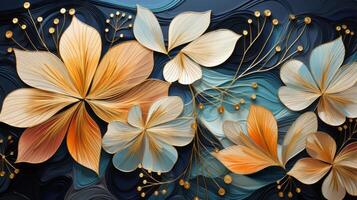 A gold and black art deco pattern, in the style of organic and naturalistic compositions. photo