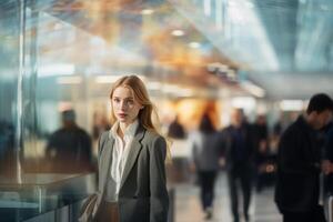 business people at airport, in the style of impressionist luminosity. AI Generated photo