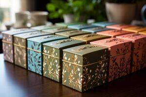 cardboard packages for tea. photo