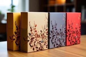 cardboard packages for tea. photo