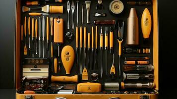 Collection of professional hair dresser tools . AI Generated photo