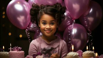 Happy birthday to a 4 year old baby girl . AI Generated photo