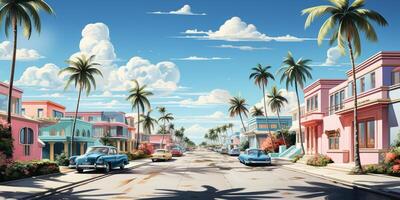 Illustrator art Miami street. photo