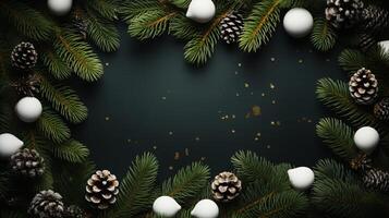 pine fir branches surrounded by a blank white board under a tree, in the style of texture rich compositions. photo