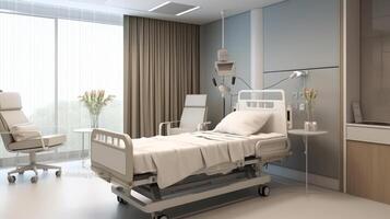 The hospital room looks like an empty room. . AI Generated photo