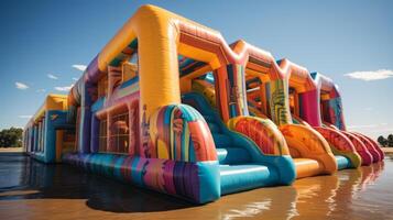 Inflatable playgrounds for children. photo