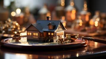 Model of house and gavel. photo