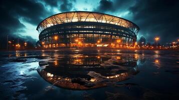 stadium at night in evening. photo