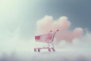 shopping cart on studio free background. photo