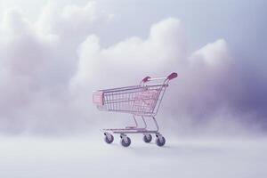 shopping cart on studio free background. photo