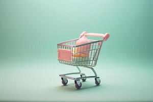 shopping cart on studio free background. photo
