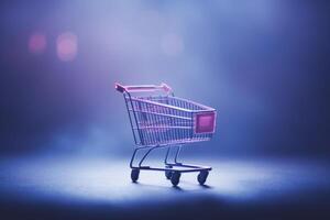shopping cart on studio free background. photo