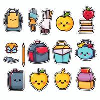 Cartoon back to school badges collection sticker style.. photo