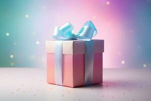 gift box vivid pastel colors pastel background. AI Generated photo