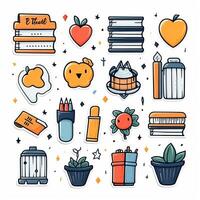 Hand drawn back to school labels collection style. AI Generated photo