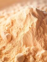 Instant beige color Powder Pile, product photo, colored pencil close up. AI Generated photo