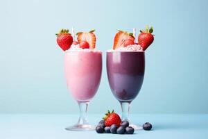 strawberry and blueberry smoothie. AI Generated photo