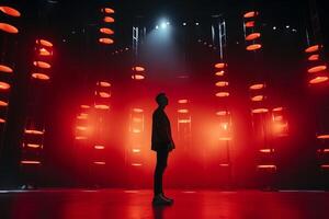 influencer at youtube live, crypto concept, light, minimalistic. photo