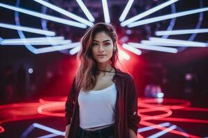 influencer at youtube live, crypto concept, light, minimalistic. AI Generated photo