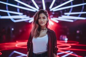 influencer at youtube live, crypto concept, light, minimalistic. photo