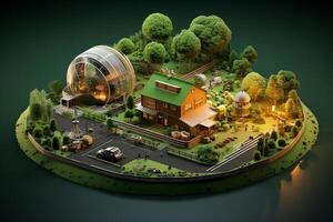 isometric eco farm miniature.. AI Generated photo