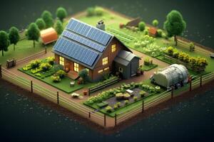 isometric eco farm miniature.. AI Generated photo