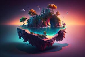 Marvelous Landing island for creative designer background. AI Generated photo