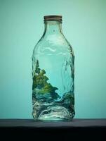 amplio agua vaso uno botella diseño aislado pastel antecedentes. ai generado foto