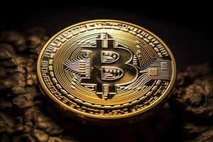 bitcoin made of gold detailed. AI Generated photo