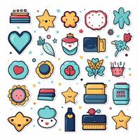 Cartoon back to school badges collection sticker style. photo