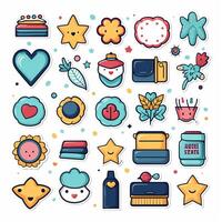 Cartoon back to school badges collection sticker style. AI Generated photo