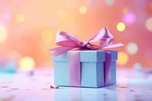 gift box vivid pastel colors pastel background. AI Generated photo