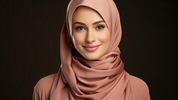 Gorgeous Muslim woman smile. AI Generated photo