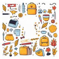 Hand drawn back to school labels collection style. photo