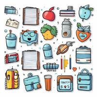 Hand drawn back to school labels collection style. photo