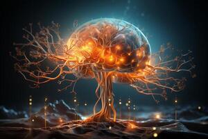 human brain digital illustration. photo