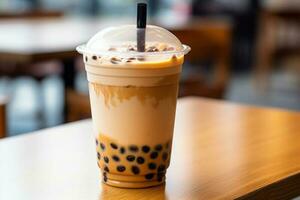 Taiwan milk tea with bubble. AI Generated photo