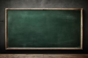big empty green blackboard on a wall in the agriculture storage. photo